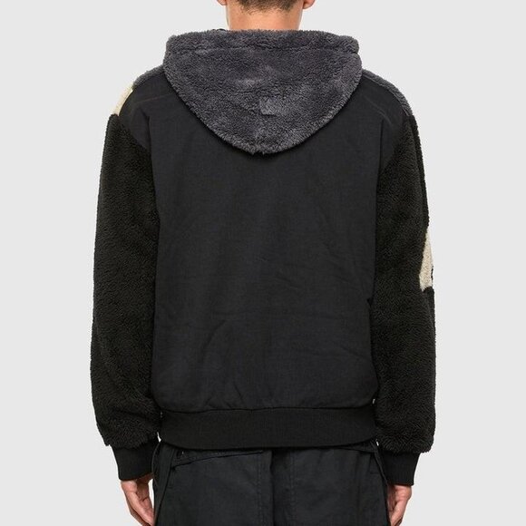 Diesel S-Aldy Sweatshirt Faux Fur Fleece Jacket - White, cream and black -Size M - Picture 3 of 14